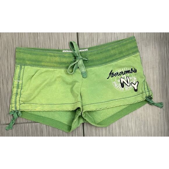 Abercrombie Y2K Micro Mini Sweat Shorts Green Size Large Cotton Blend Logo - Picture 1 of 7